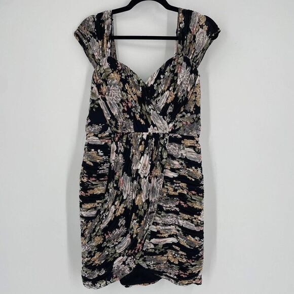 NWT Lavish Alice Women's Bardot Floral Off The Shoulder Mini Dress Black Size 8 - Picture 2 of 15